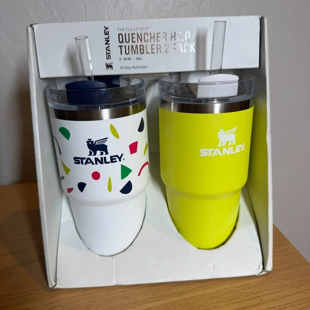 STANLEY 20oz‎ Quencher Tumbler 2 Pack NWT H2.0 Abstract Geo/Electric Yellow - Picture 5 of 5